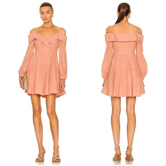 JONATHAN SIMKHAI Bahari Off Shoulder Mini Dress in Sorbet Size S - Picture 1 of 9